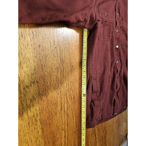 Duluth Trading Jacket Jack Fire Hose Flannel Lined Limber Red Canvas Snap Sz M - Picture 10 of 11